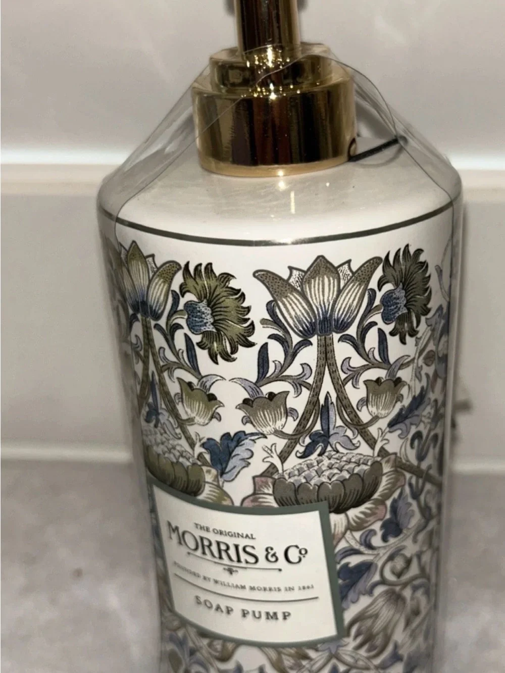 Morris & Co White Ceramic Vanity Set 5 Piece Artichoke Floral Blue *note